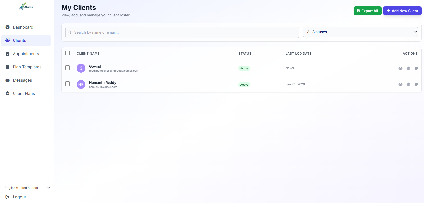 Client Management Interface